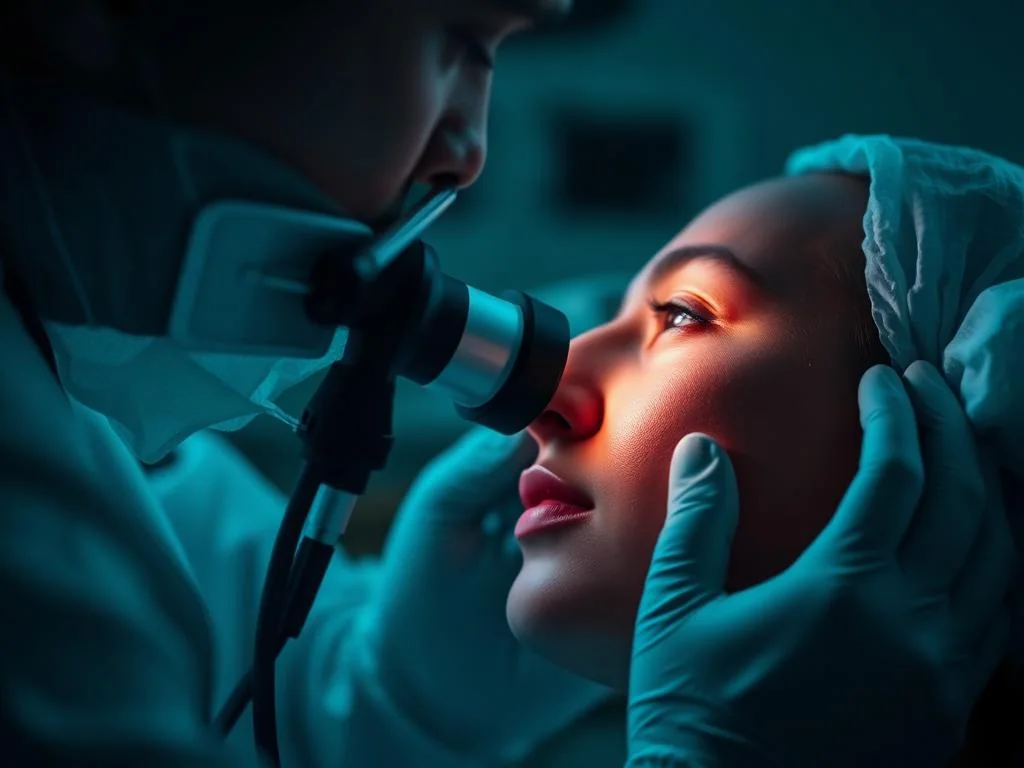 Dermatologista examinando a pele de uma paciente