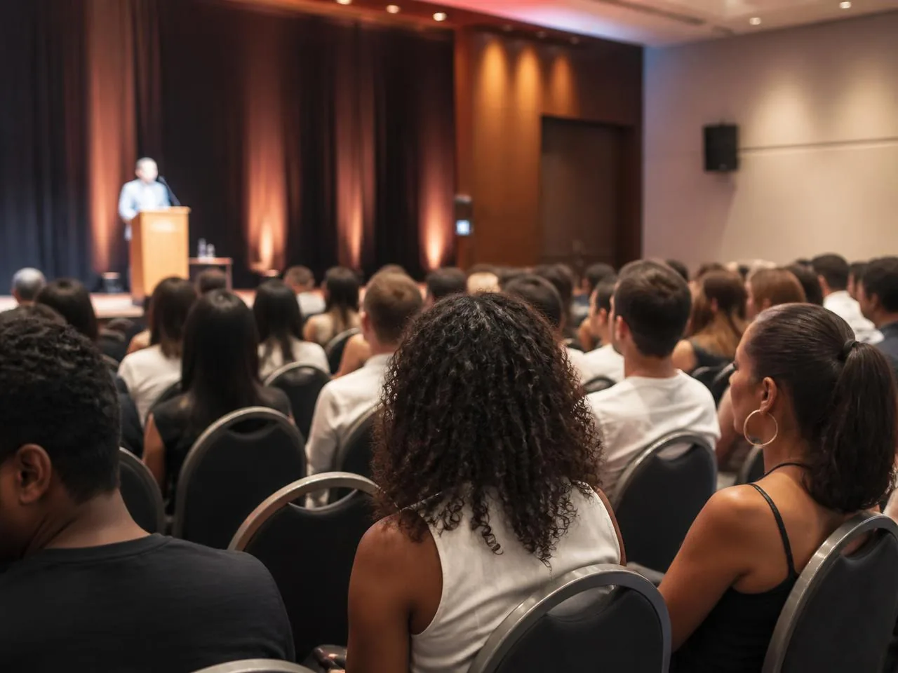 Público sentado em uma sala de palestras durante evento sobre saúde